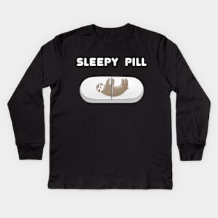 Sleepy sloth pill Kids Long Sleeve T-Shirt